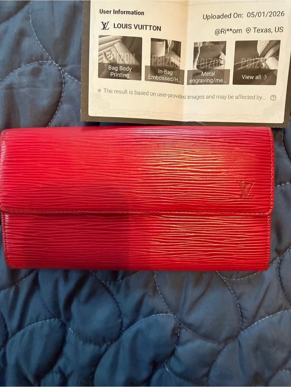Authentic Louis Vuitton Red Epi Leather Fold Wallet